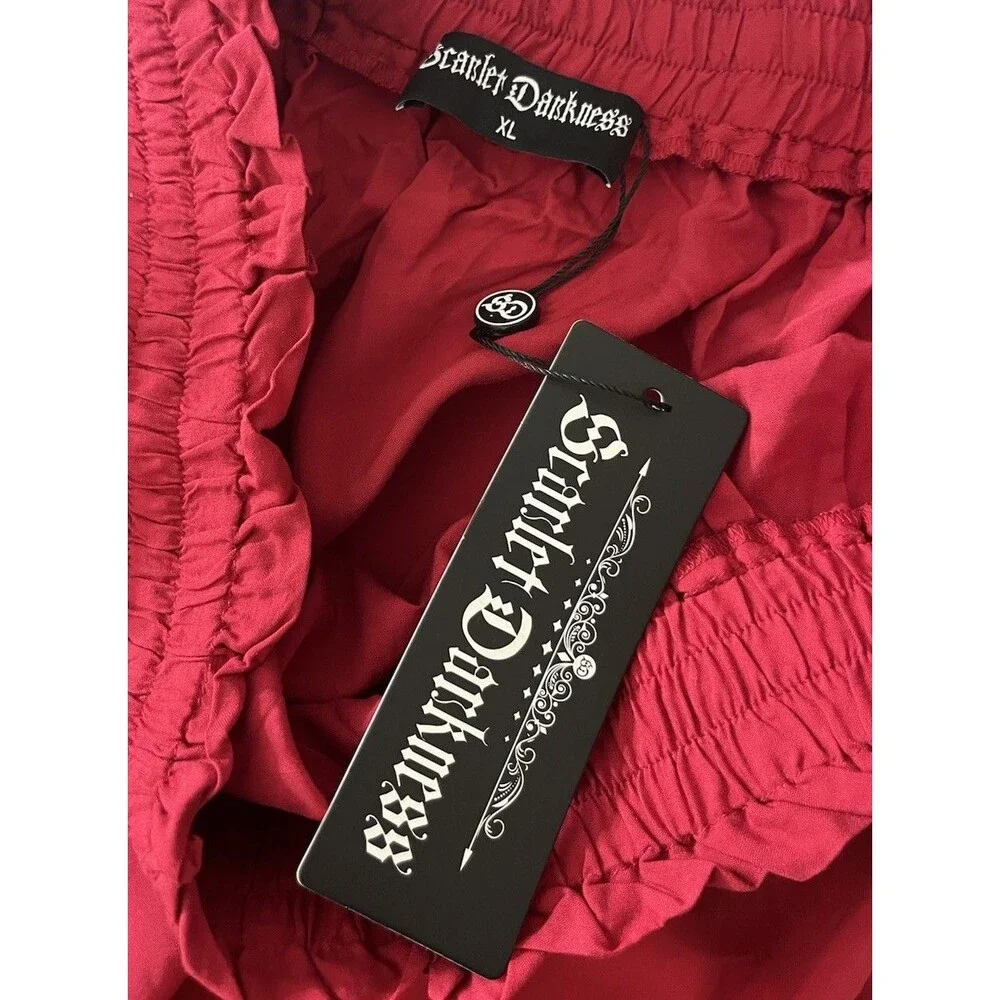 NWT Scarlett Darkness Tiered Maxi Skirt Size XL Red Whimsigoth Vampire Gothic